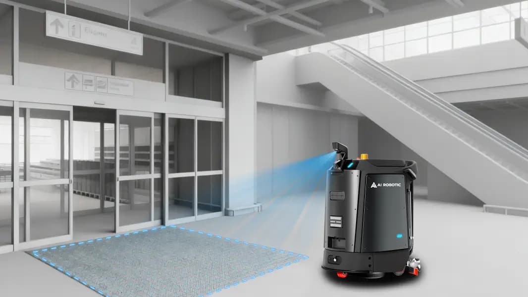 L3 detecting a temporary entrance carpet with its perception system in a mall lobby