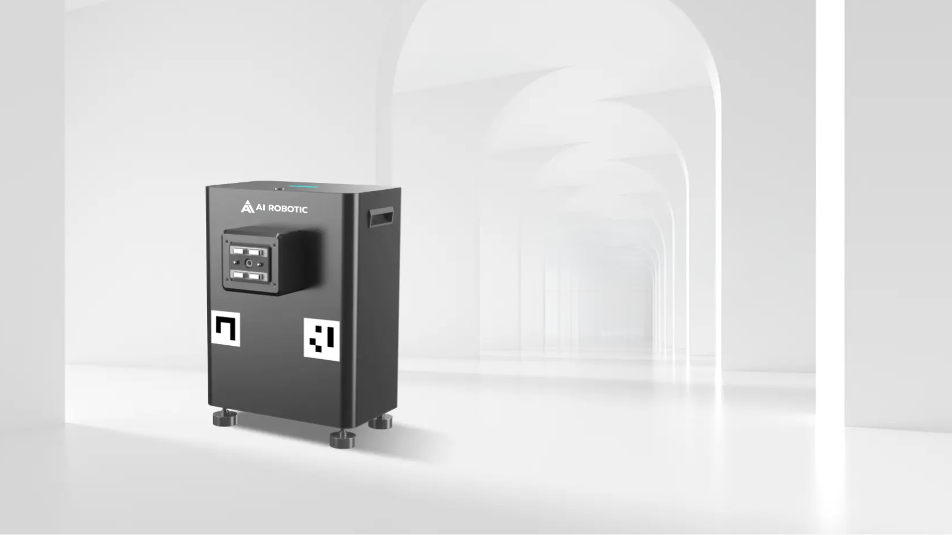 S5 charging station with docking fiducials in a white corridor