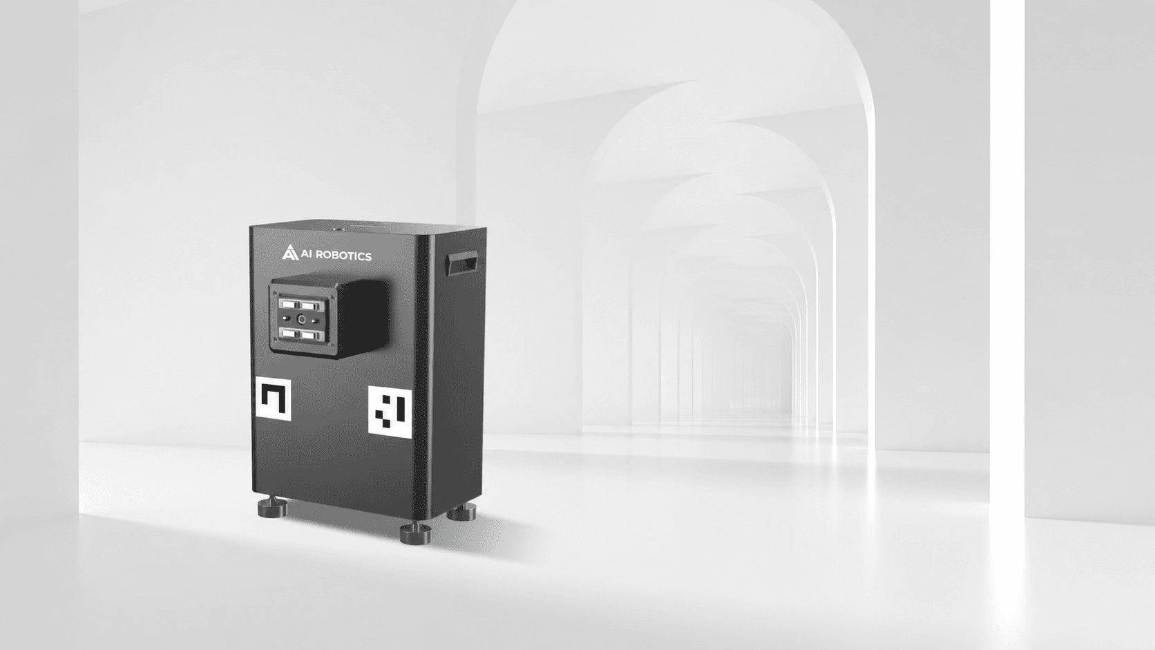 S5 charging station with docking fiducials in a white corridor